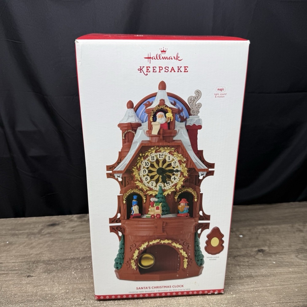 Hallmark Keepsake Santa Christmas Clock Magic Sound Motion 2017 QFM1232 Remote